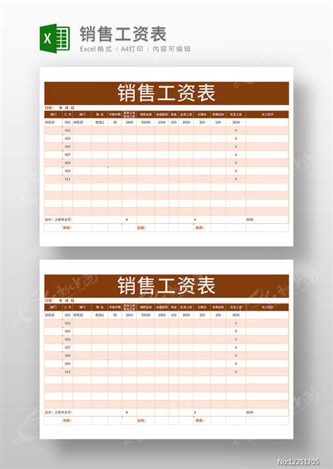 销售工资表模板图片_Excel_编号12251705_红动中国