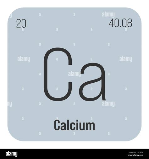 Calcium, Ca, periodic table element with name, symbol, atomic number ...