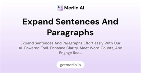 Expand Sentences and Paragraphs