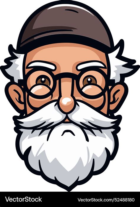 Aged patina old man drawingmaturity in lines illus