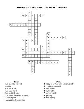 Wordly Wise 3000 Book 5 Lesson 14 Crossword Puzzle by Flair for the ...