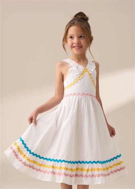 Angel & Rocket Girls Ruffle Applique White Dresses