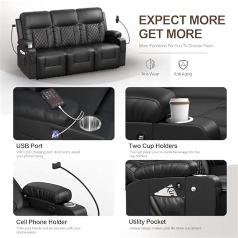FURNIMAT Recliner Sofa, 3 Seats Dual Reclining Sofa, PU India | Ubuy