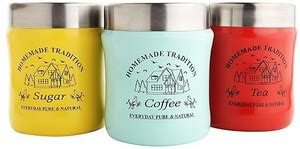 WORLD OF KITCHENCRAFT Stainless Steel Tea Coffee & Sugar Container ...