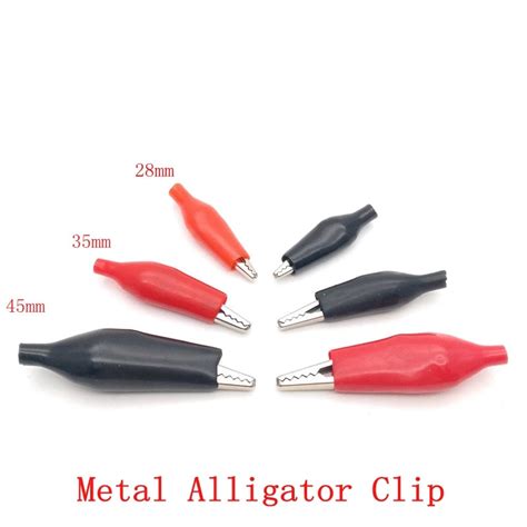 Full Sleeves 45mm Large Alligator Crocodile Clips Pair Red + Black