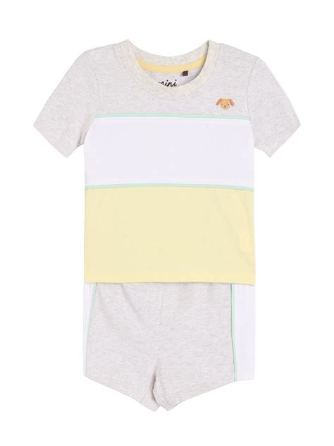 Boys Colourblock Top & Bottom Set, Gery, White and Yellow – MiniKlub.in