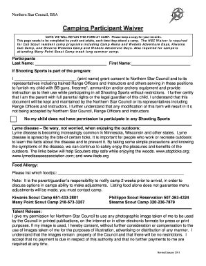 Fillable Online Camping Participant Waiver - Scoutmaster Bucky Fax ...