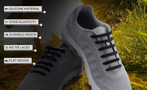 GUSTAVE® No Tie Laces for Adults, Silicone Flat Shoe Laces for Trainer ...