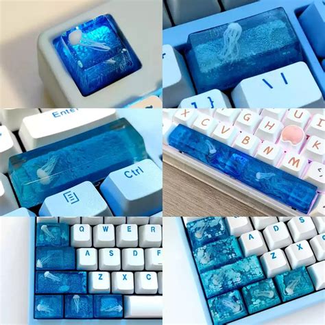 Deep Ocean Jellyfish & Seaweed Transparent: Art| Kawaiikeycaps