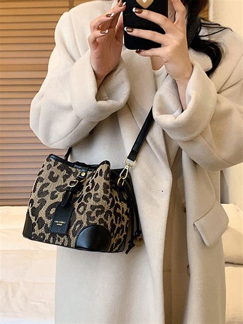 Image result for Leopard Print Drawstring Flannel Bag