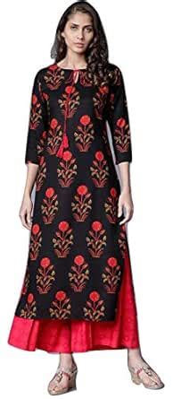 Buy ANNI DESIGNER Women's Black Color Crepe Floral Print Straight Calf ...