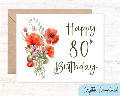 Printable Birthday Cards For 80th Birthday Personalised 80th Birthday
