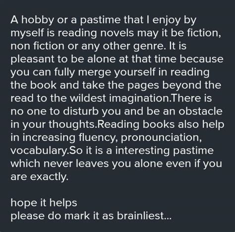 composition on describe a hobby or pastime that you enjoy by yourself ...