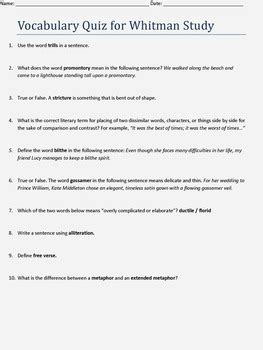 Walt Whitman Poetry Study by Dianne Mason | TPT