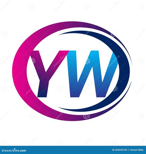 Initial Letter Logo YW Company Name Blue and Magenta Color on Circle ...