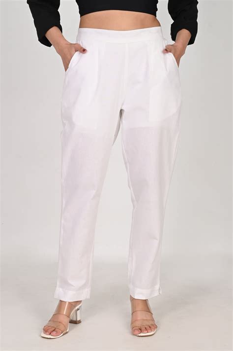 White Everyday Cotton Pant For Women – Albelie