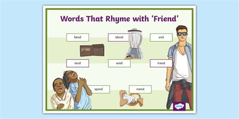 Words That Rhyme with Friends Word Mat (teacher made)