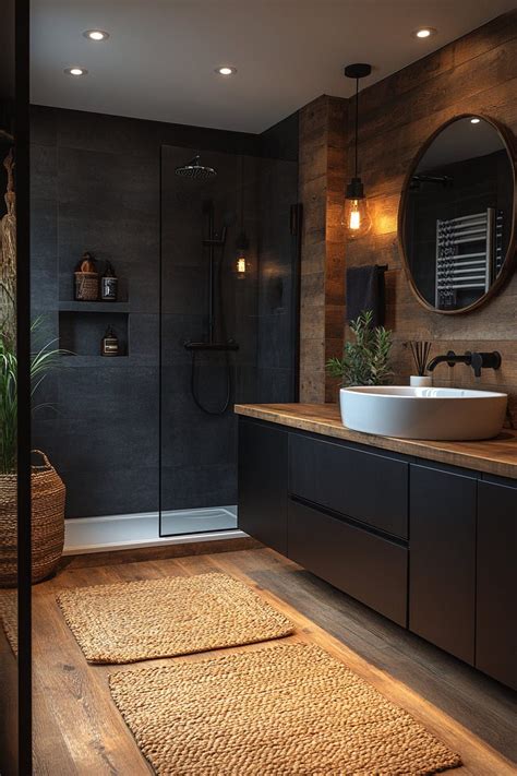 Trendy 24+ Black Decor Apartment Looks to Inspire You | Modern bathroom ...