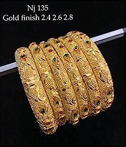Buy Gold Brass Base Metal American Diamond Traditional Bangle Set of 6 ...