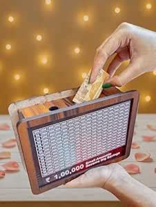 Wooden Money Saving Challenge Box | One Time Use Cash Organizer ...
