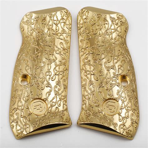 Buy Tek_ CZ 75 Compact Grips Scroll CZ 75 Compact Grips Gold Plated CZ ...