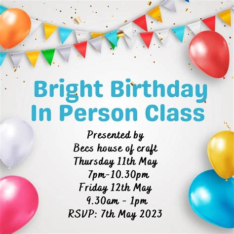 Bright Birthday In Person Card Class, Bec's House Of Craft, Berwick, 11 ...
