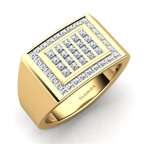 Order Men's Ring Optimist in Princess cut 0.4 Carat 14ct Yellow Gold ...