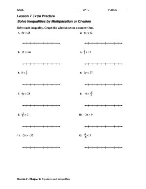 Lesson 7 Problem Solving Practice Solve Inequalities By Multiplication ...