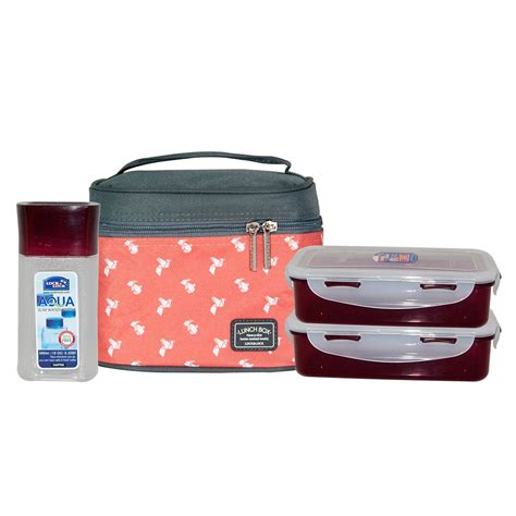 Buy Lock&Lock Plastic Lunch Box Set with Bag, 3-Pieces, Multicolour ...