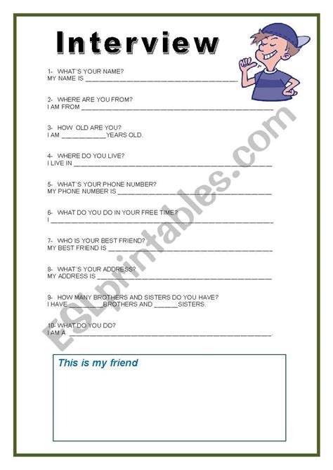 Interview Worksheet Elementary 的图像结果