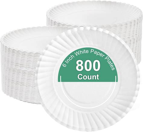 Hacaroa 800 Pack 6 Inch Paper Plates Uncoated, Disposable Dessert ...