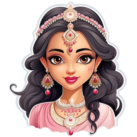 Sticker of a beautiful indian barbie on a white background | Premium AI ...
