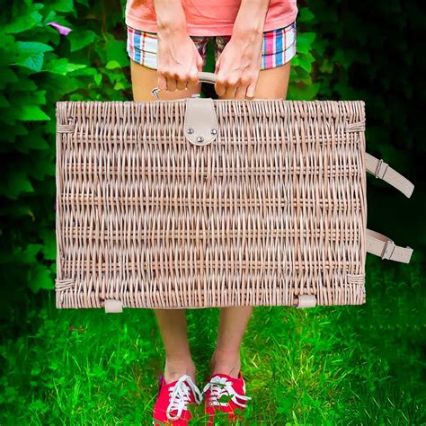 Buy Picnic Basket for 4 Persons, Wicker Picnic Hamper Set with ...