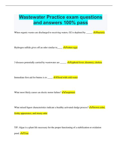 Image result for Wastewater Math Practice Questions