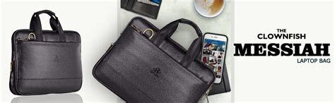 Buy THE CLOWNFISH Messiah Vegan Leather 14 inch Black Laptop Briefcase ...