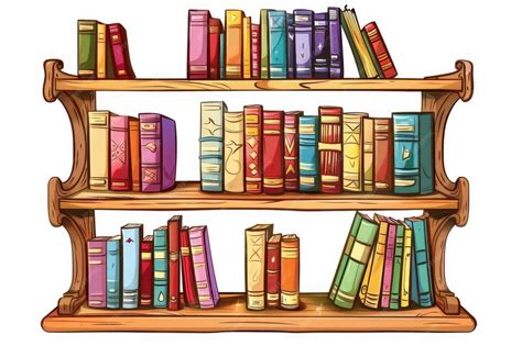 Premium Photo | Bookshelf clip art cartoon illustration isolated white ...