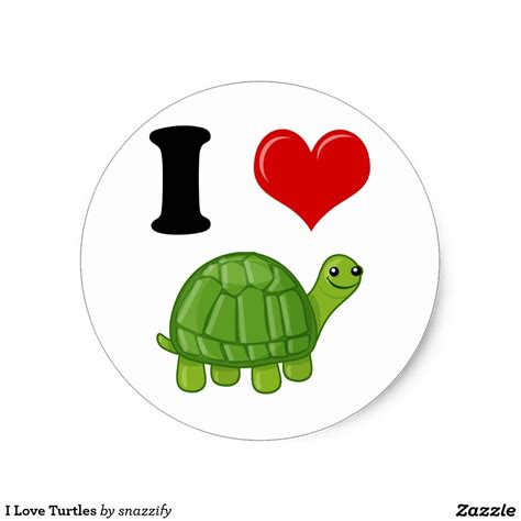 I Love Turtles Classic Round Sticker | Zazzle | Turtle, Cute turtles ...