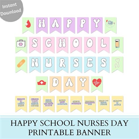 School Nurses Day Banner 2024, School Nurses Appreciation Day Printable Banner, National School ...