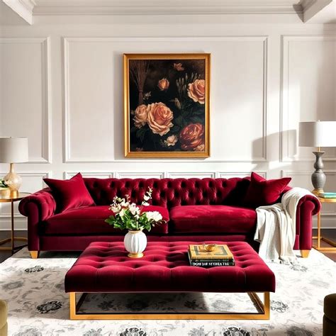 Burgundy Velvet Sofa for a Luxurious Touch - 20 Burgundy Living Room ...