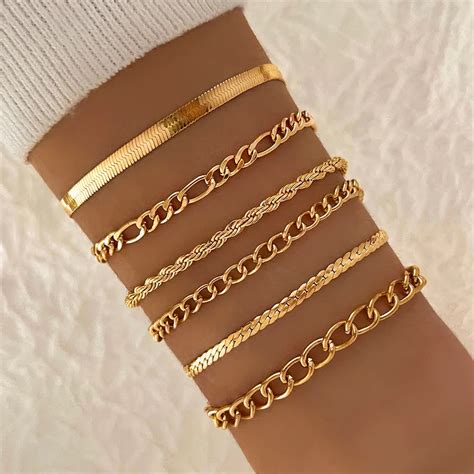 Combo Pack Of Six Gold Plated Adjustable Bracelet Set – Aferando