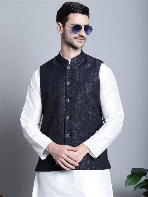 Men's Woven Design Nehru Jacket – Jompers