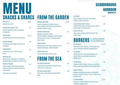 Online Menu of Scarborough Harbour Brewing Co. Restaurant, Scarborough ...