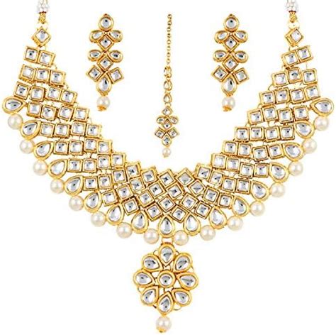 Aradhya Stylish High Finish Gold Plated Kundan Necklace Set for Women ...