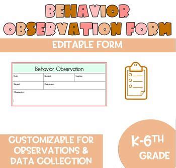 Image result for Behavior Observation Form Template