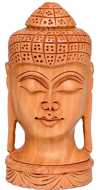 Buy Aone India Buddha Statue - Wooden Statue- Hand Carved Height 5 Inch ...