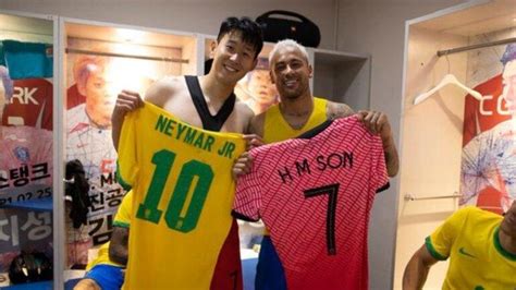 Neymar and Son swap shirts after Brazil thrash South Korea 5-1 in ...
