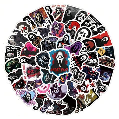 63pcs Horror Movie Themed Sticker Pack, Cartoon Doodle Waterproof Vinyl ...