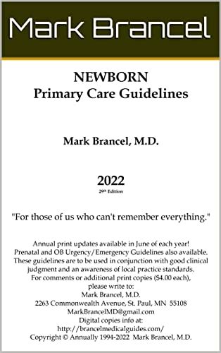 Newborn Primary Care Guidelines: 2022, 29th Annual Edition, Version 2 ...