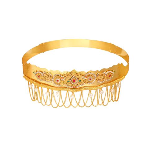 Adc fashions Gold Plated Waist Belt for Women Saree, Multi Stone and ...