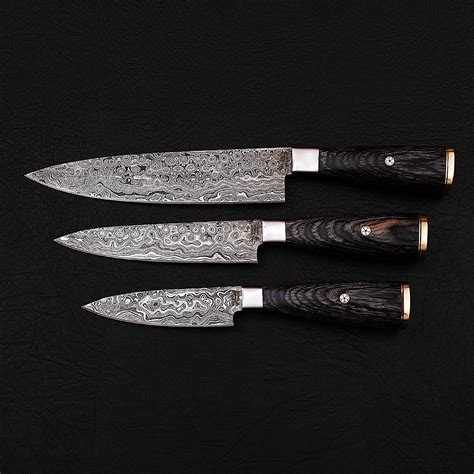 Damascus Chef Knife Set // 3 Piece - Black Forge Knives - Touch of Modern